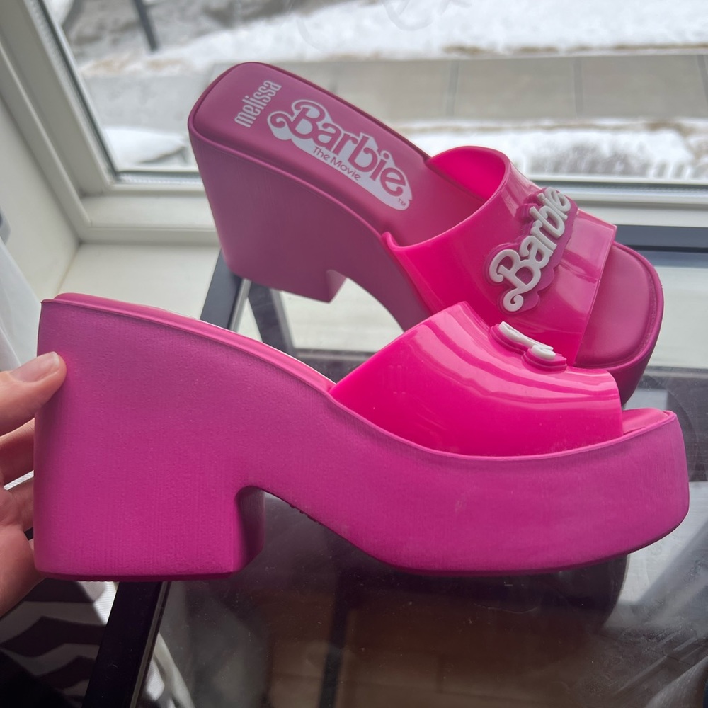 NWOB Melissa x Barbie Pink Mules. - Picture 3 of 4